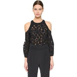 Cushnie Et Ochs Cold Shoulder Green Blouse